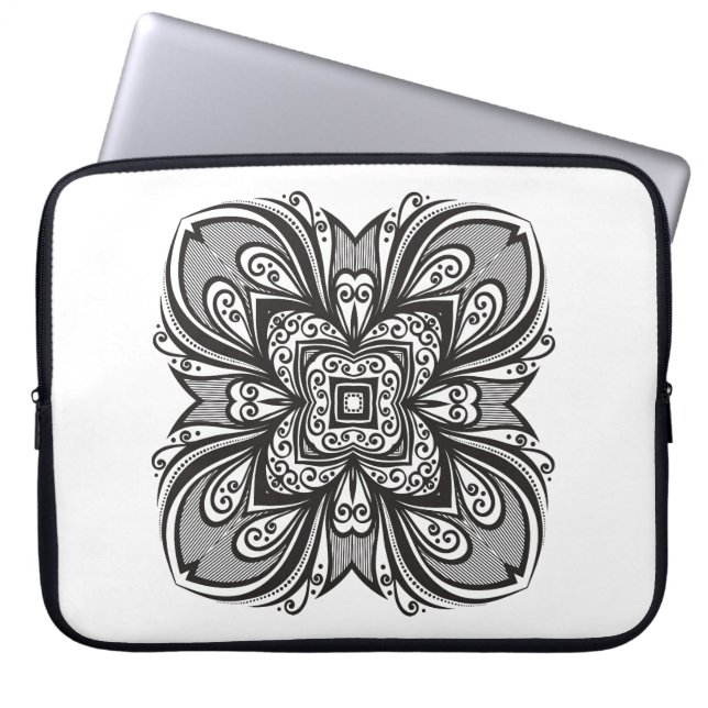 Den Deco svarten kvadrerar inspirerat Laptop Sleeve (Framsidan)