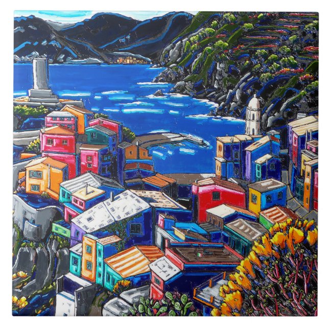 Den dekorativa konsten "för den italienska byn" kakelplatta (Framsidan)