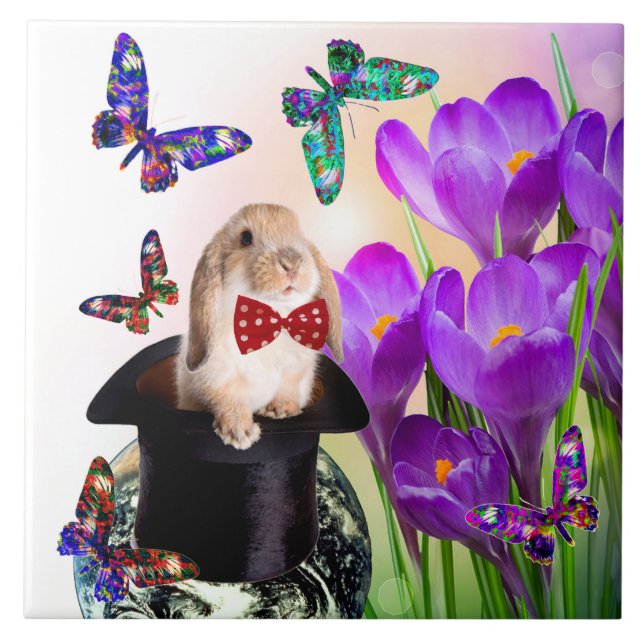 Den dekorativa påskharedesignen belägger med tegel kakelplatta (Framsidan)