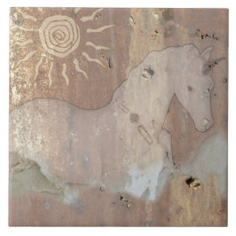 Den dekorativa unicornen belägger med tegel kakelplatta