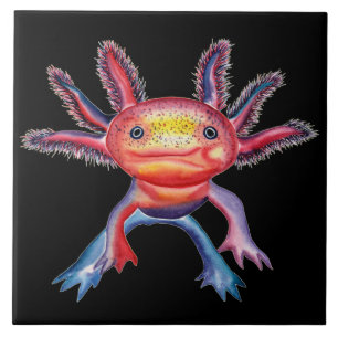 Den dekorativa uppnosiga axolotlen belägger med kakelplatta