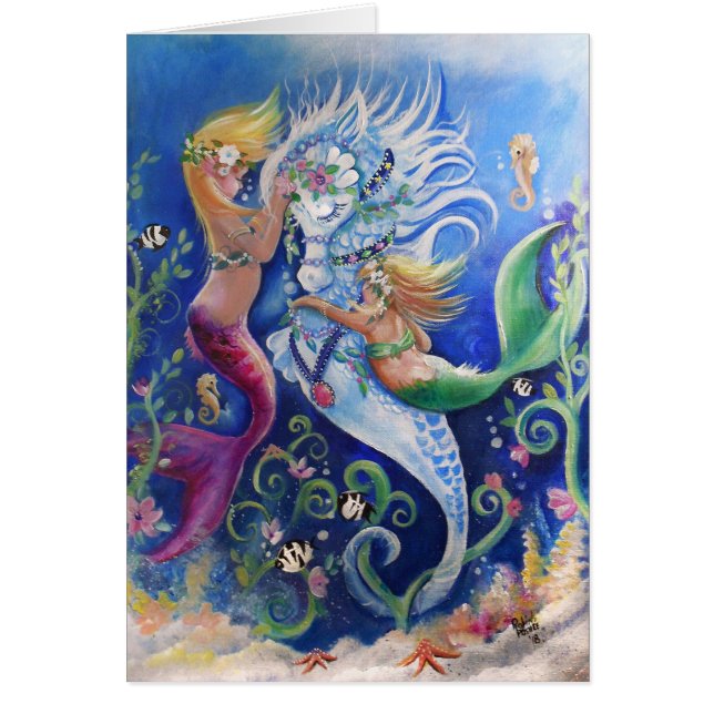 Den dekorerade Vatten-hästen Hälsningskort (Framsidan)