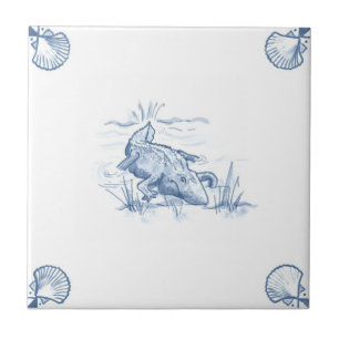 Den Delft alligatorn belägger med tegel med Kakelplatta