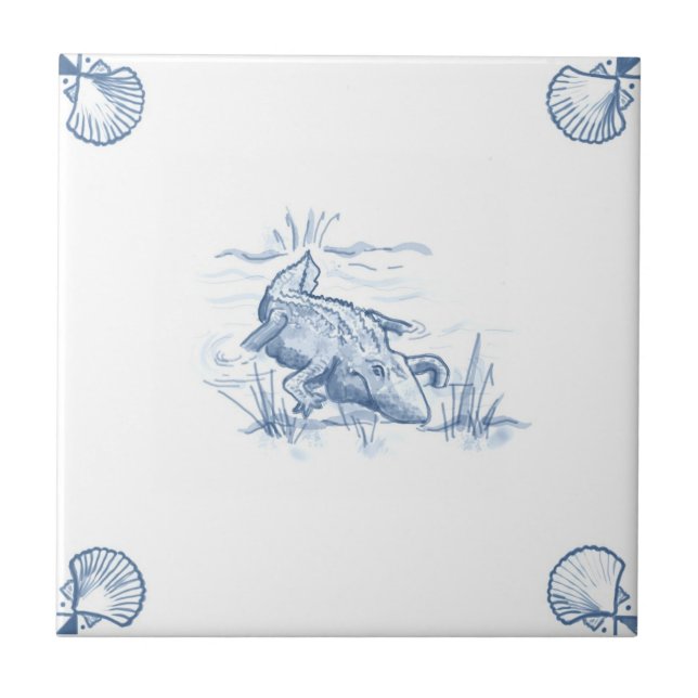 Den Delft alligatorn belägger med tegel med Kakelplatta (Framsidan)