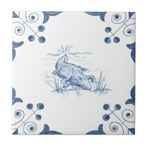 Den Delft alligatorn belägger med tegel med rullan Kakelplatta