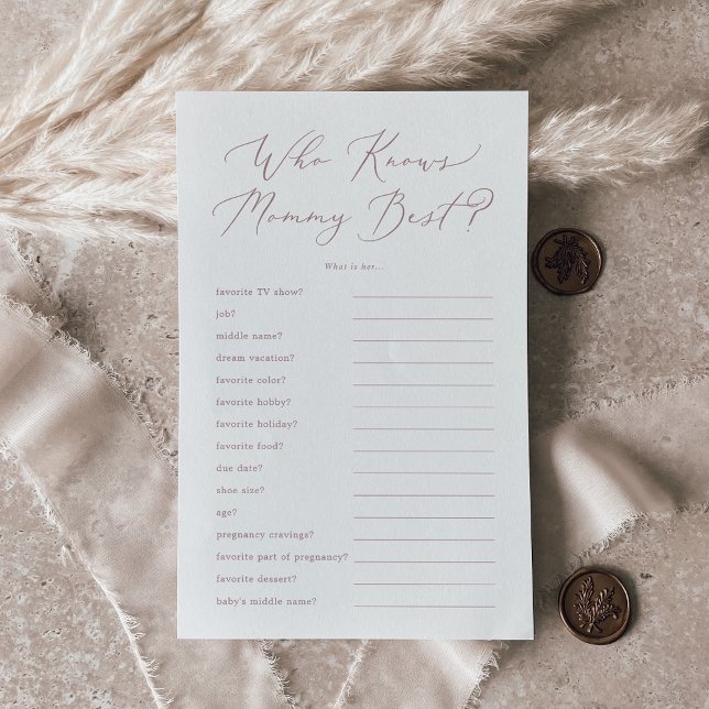 Den delikata Ro som känner till bästa trivialspel  Flygblad (Delicate Rose Who Knows Mommy Best Trivia Game Flyer)