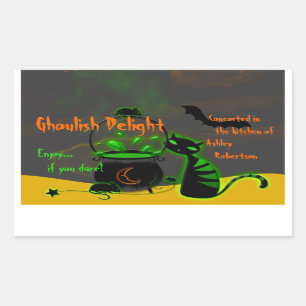 Den demoniska gröna Halloween bakningen märker Rektangulärt Klistermärke