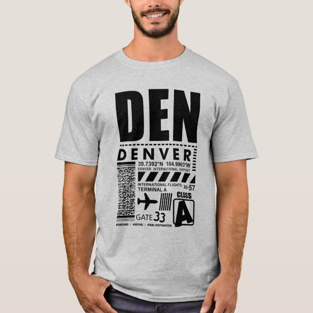 DEN Denver Internationell flygplats T Shirt (Framsida)