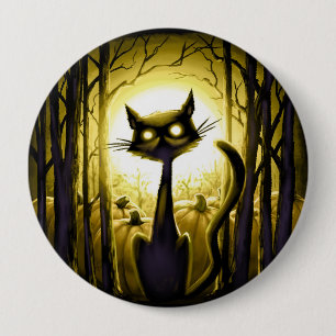 Den Derpy Halloween katten i en pumpa lappar lite Knapp