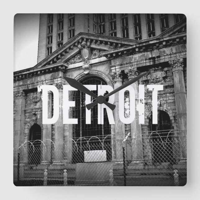 Den Detroit Michigan centralstationväggen tar tid Fyrkantig Klocka (Framsida)