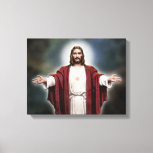 Den Devotional sakrala hjärtan av Jesus avbildar Canvastryck