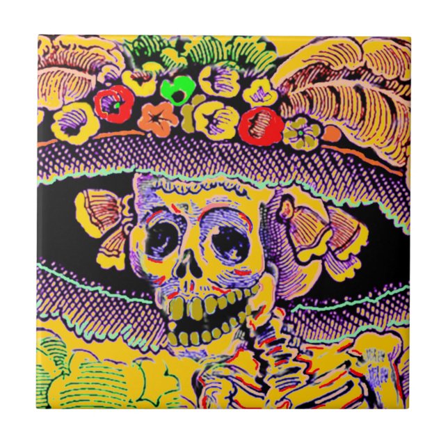 Den Diameter de Los Muertos day of the dead Kakelplatta (Framsidan)