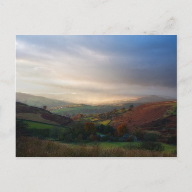 Den dimmiga morgonen beskådar vykort (Framsida)