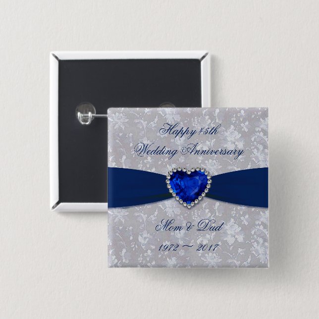 Den djärva bröllopsdagen för damast 45th knäppas knapp (Framsida & baksida)