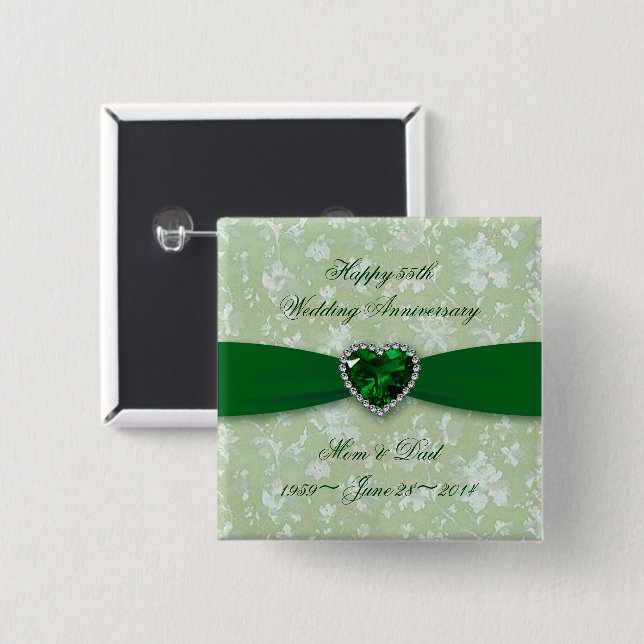Den djärva bröllopsdagen för damast 55th knäppas knapp (Framsida & baksida)