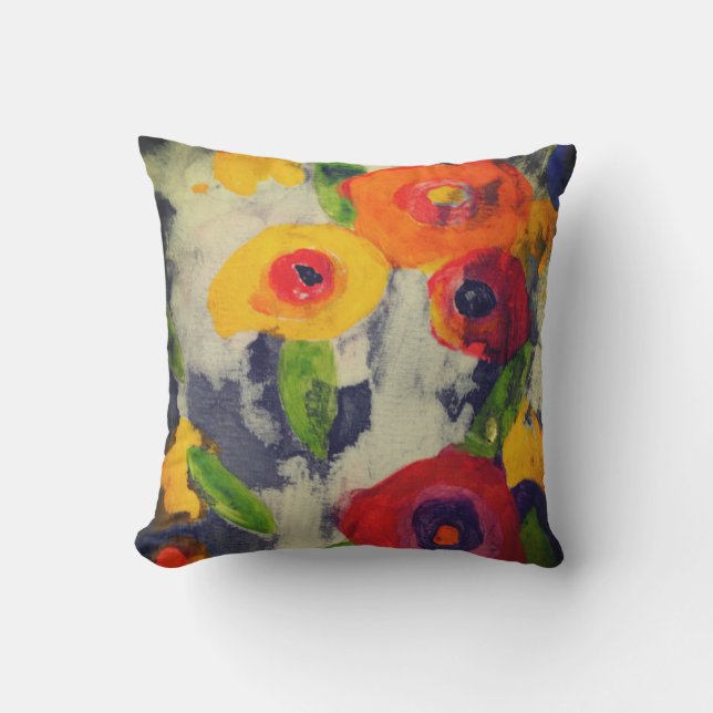 Den djärva färgrika moderna natten blommar utomhuskudde (Framsida)