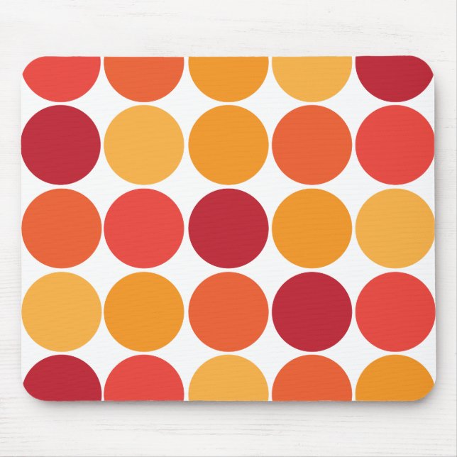 Den djärva röda orange stora polka dots cirklar musmatta (Framsidan)