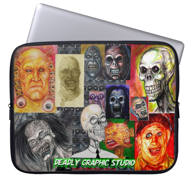 DEN DÖDLIGA GRAFIKELEKTRONIKBÄRBAR DATOR HÄNGER LAPTOP FODRAL (Framsidan)