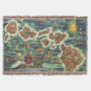 Den Dole 1950 kartan av Hawaii Joseph Feher olja Mysfilt