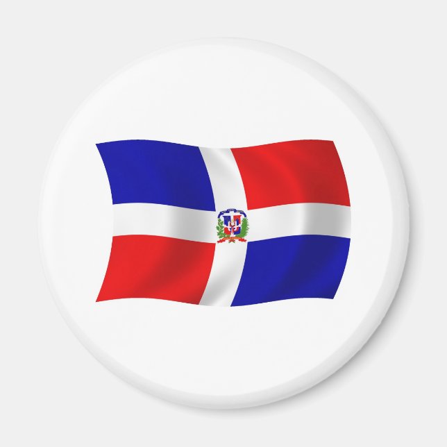 Den dominikanska republikens flaggmagnet magnet (Framsidan)