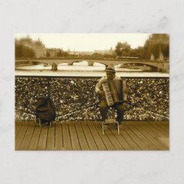 Den dragspels- spelare - Pont des Arts, Paris Vykort