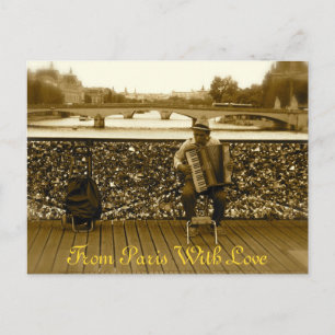 Den dragspels- spelare - Pont des Arts, Paris Vykort