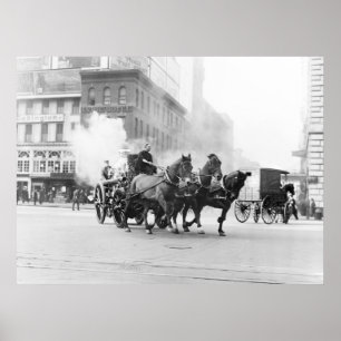 Den drog hästen avfyrar motorn, tidiga 1900s poster