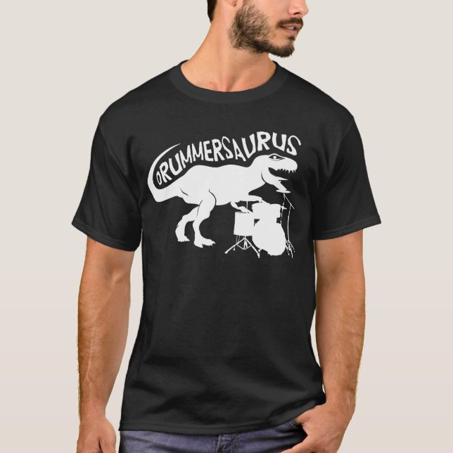 Den Drummersaurus Rex T skjortan för trummar och T Shirt (Framsida)