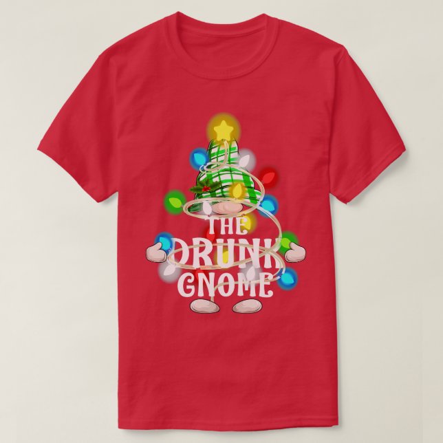 Den Drunk Gnome-julmatchningen - familjeraster T Shirt (Design framsida)