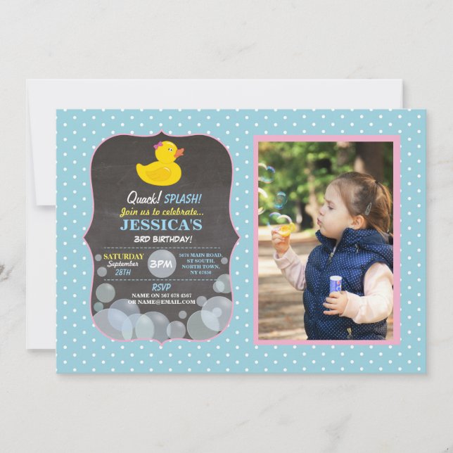 Den Ducky Rubber ankan bubblar Inbjudningar (Framsida)