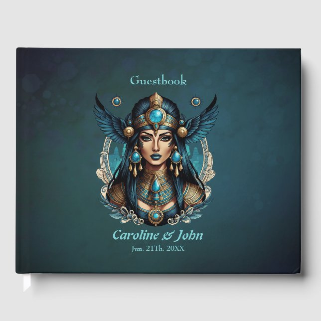 Den egyptiska gudinna Isis i blå färg. Gästböcker (Framsida)