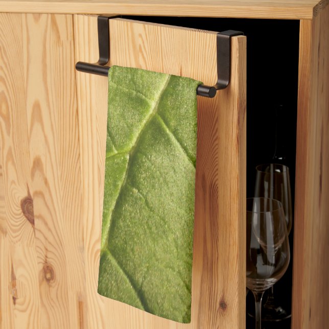 Den ekologiska Grönten Rhubarb Löv Kökshandduk (Thirds Fold)