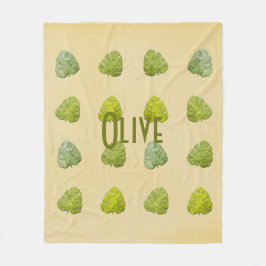 Den ekologiska Grönten Tropical Löv Fleecefilt