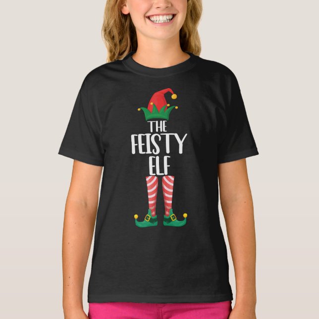 Den Eldfulla Älffamiljens Matchande Julpresent T Shirt (Framsida)