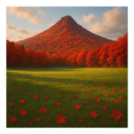 Den Eldiga Hösttoppen: Röd Tystnad över Drömmen Fototryck