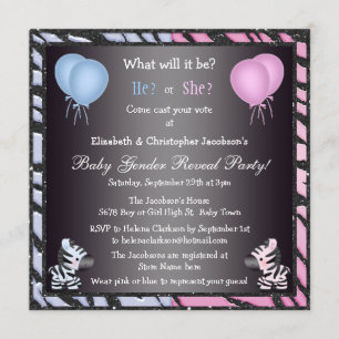 Den eleganta babygender avslöjer zebror & inbjudningar