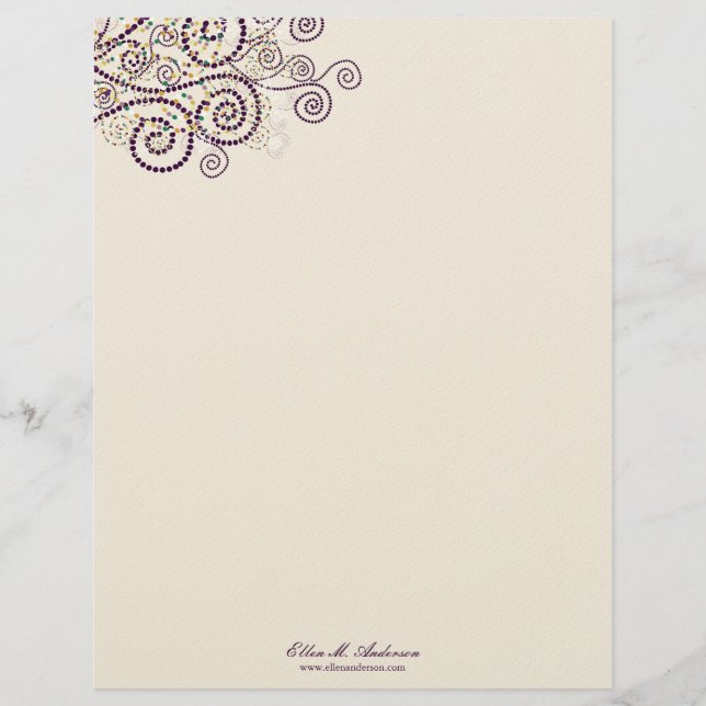 Den eleganta Boho lilan röra sig i spiral den Brevhuvud (Framsida)