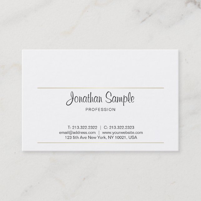 Den eleganta calligraphyen skrivar guld- designlyx visitkort (Framsida)
