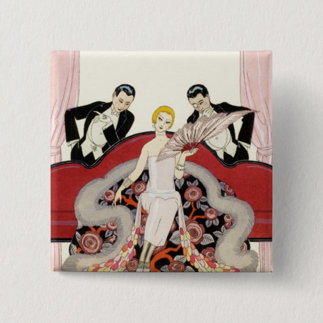 Den eleganta damen i den Paris art déco knäppas Knapp (Framsida)