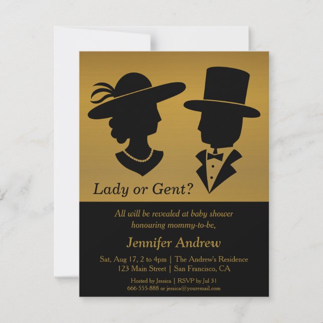 Den eleganta damGentgender avslöjer Inbjudningar (Framsida)