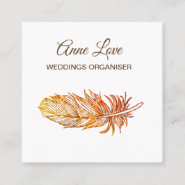 Den eleganta guld- fjädern kvadrerar visitkorten fyrkantigt visitkort