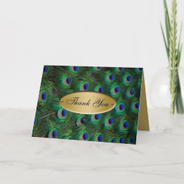 den eleganta guld- påfågeln tackar dig tack kort