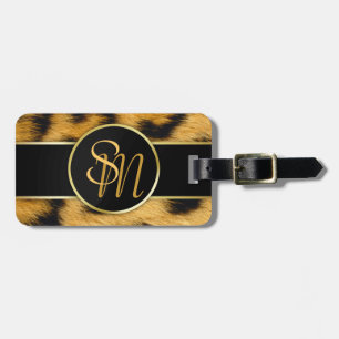 Den eleganta Leopardtryckmonogramen skrivar Bagagebricka