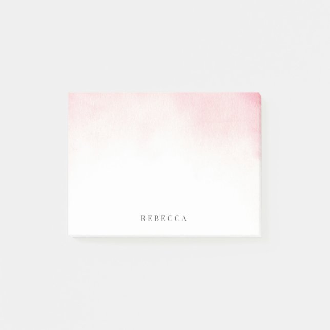 Den eleganta mjuka rosa vattenfärgen tvättar post-it block (Framsida)