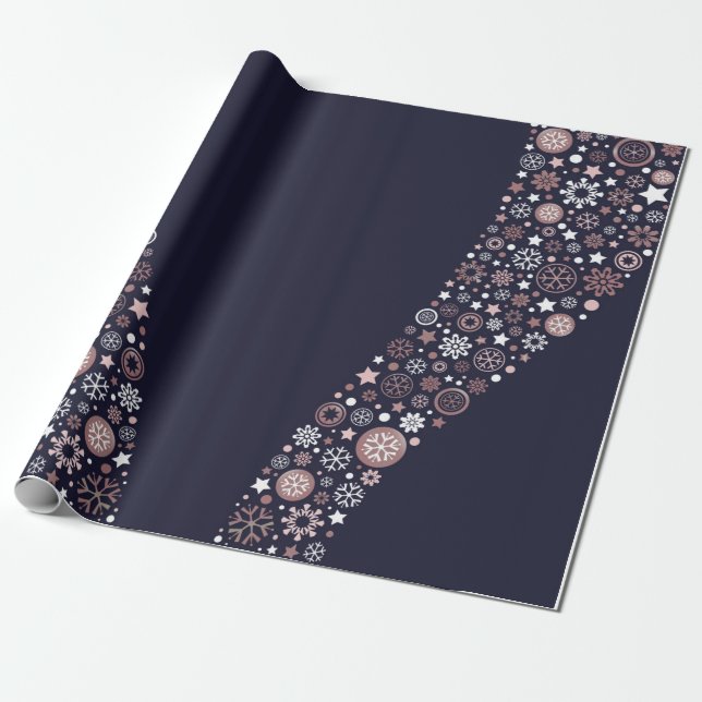 Den eleganta moderna rosa metalliska snowflaken presentpapper (Utrullad)
