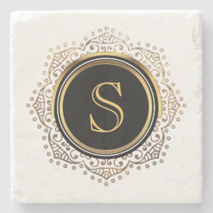 Den eleganta monogramen märka med sina initialer  stenunderlägg