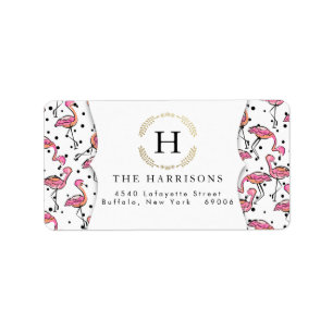 Den eleganta rosa Flamingodalmatianen pricker Adressetikett