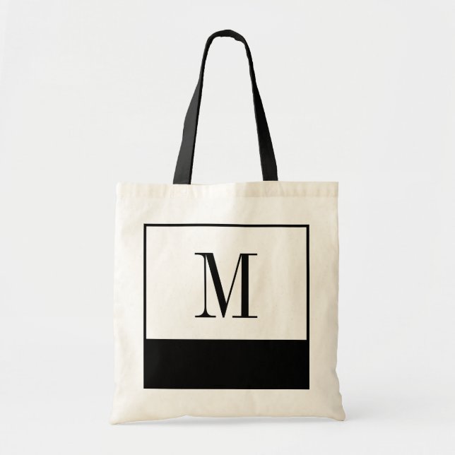 Den eleganta svartvita monogramen hänger lös tygkasse (Framsidan)