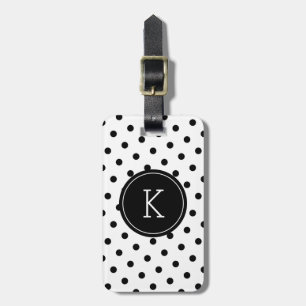 Den eleganta svartvita polkaen pricker monogramen bagagebricka