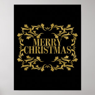 Den eleganta utsmyckade guld- god julaffischen poster
